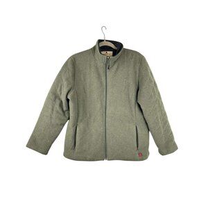 Woolrich Women's Large Full Zip 100% Wool Jacket With Pockets Olive Heather
